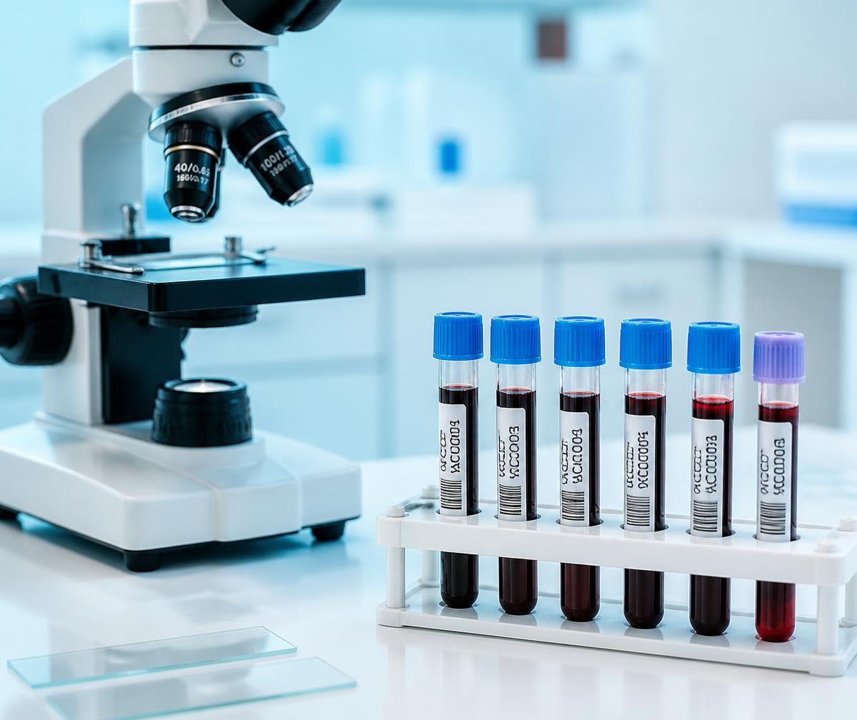 Interior of Sri Siri Clinical Laboratory with testing benches